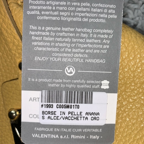VALENTINA Italy mustard Leather Handbag Bag. - Picture 4 of 10